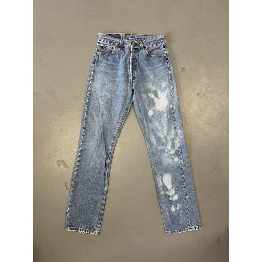 Levis Women 501 Button Fly Vintage Jeans Distressed 29x32 Blue 6501-0116